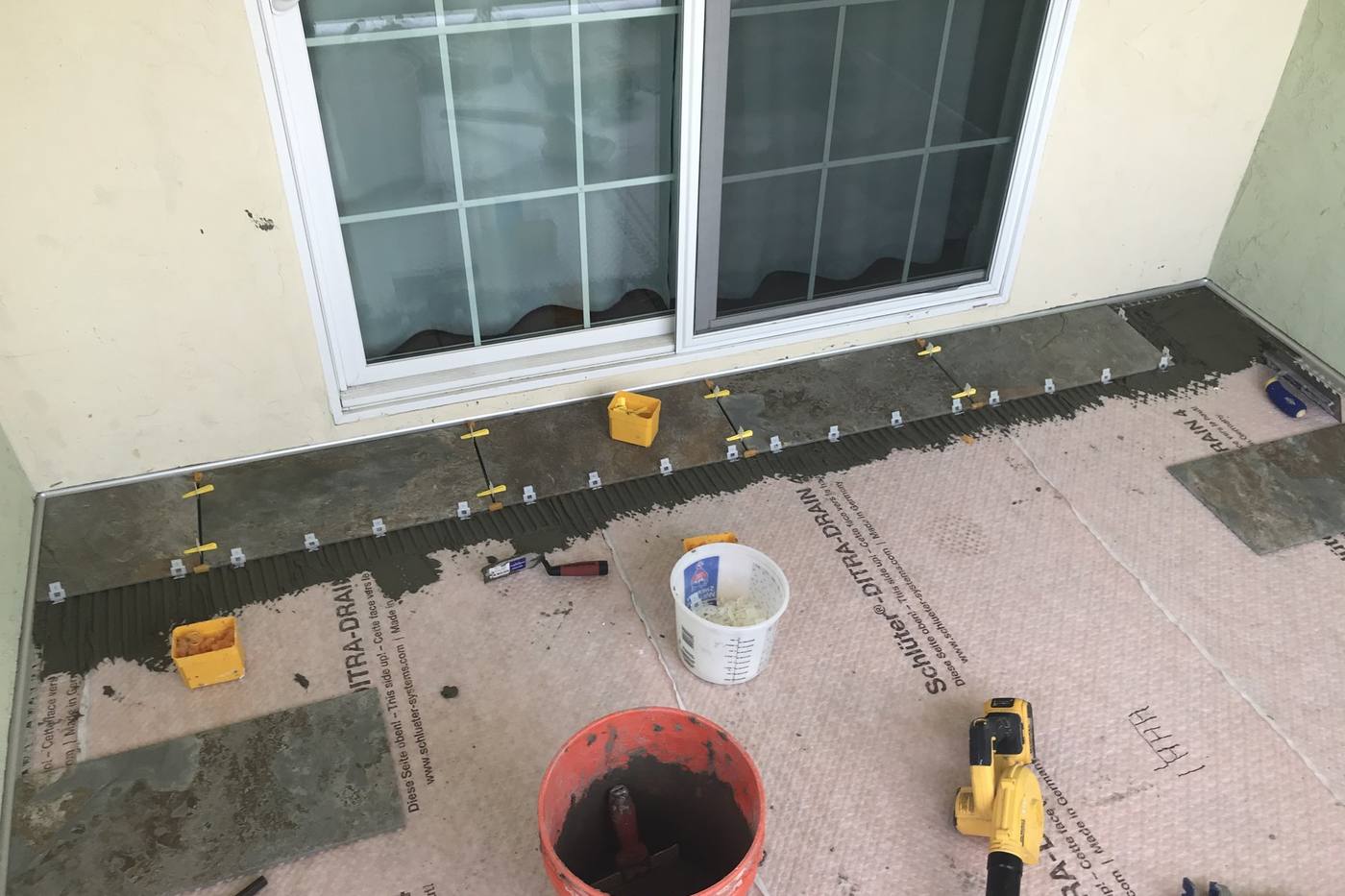 A finished tiled balcony